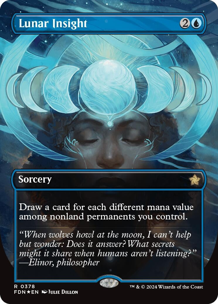 Image for Lunar Insight (Borderless) (Mana Foil) (378) (FDN) - Magic: The Gathering