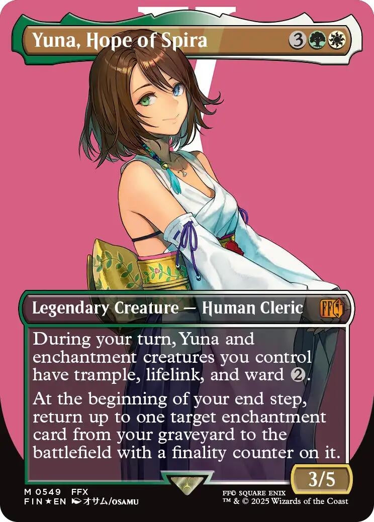 Image for Yuna, Hope of Spira (Borderless) (Surge Foil) (549) (FIN) - Magic: The Gathering