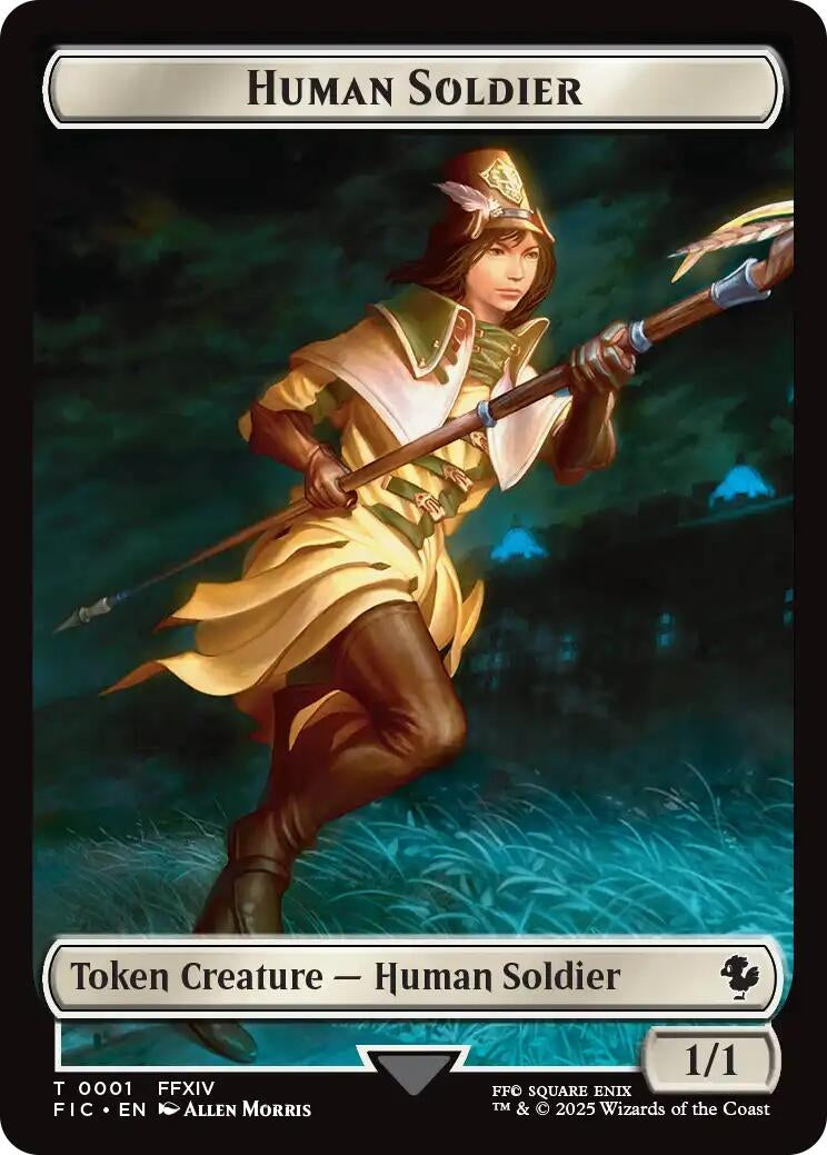 Image for Human Soldier // Hero (0032) Double-Sided Token (Surge Foil) (1 // 32) (FIC) - Magic: The Gathering
