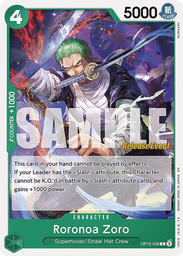 Image for Roronoa Zoro (036) (OP12-036) (OP12 RE) - One Piece Card Game