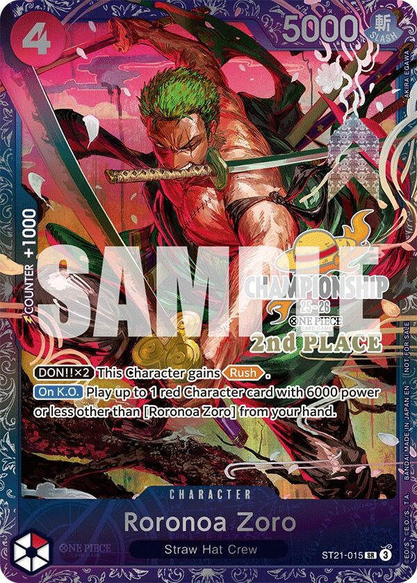 Image for Roronoa Zoro (CS 25-26 2nd Place) (ST21-015) (OP-PR) - One Piece Card Game