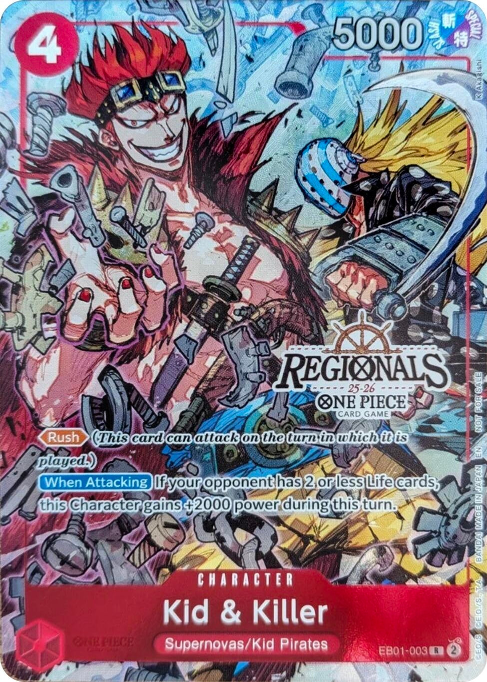 Image for Kid & Killer (CS 25-26 Regionals Textured Chase Promo) (EB01-003) (OP-PR) - One Piece Card Game
