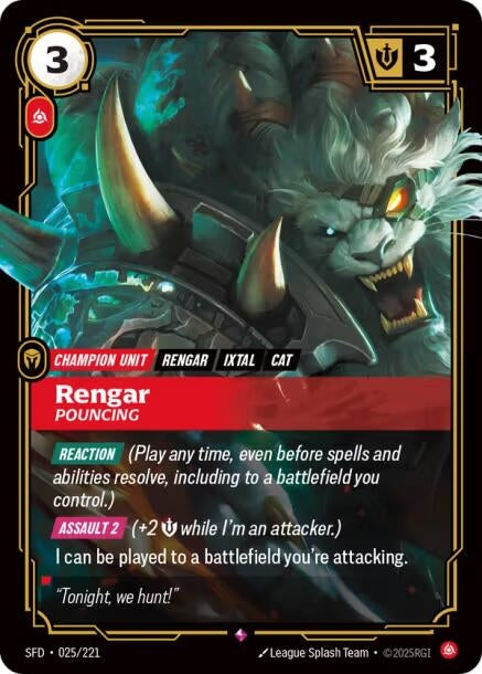 Image for Rengar - Pouncing (025/221) (SFD) - Riftbound: League of Legends Trading Card Game