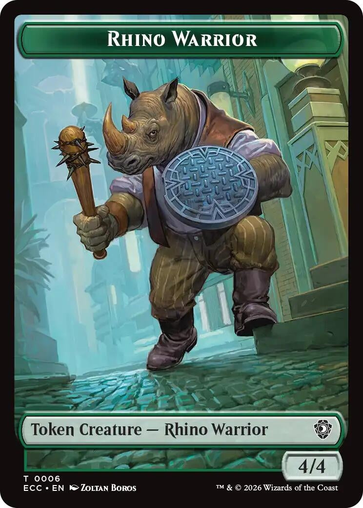 Image for Rhino Warrior // Elemental (0010) Double-Sided Token (6 // 10) (ECC) - Magic: The Gathering