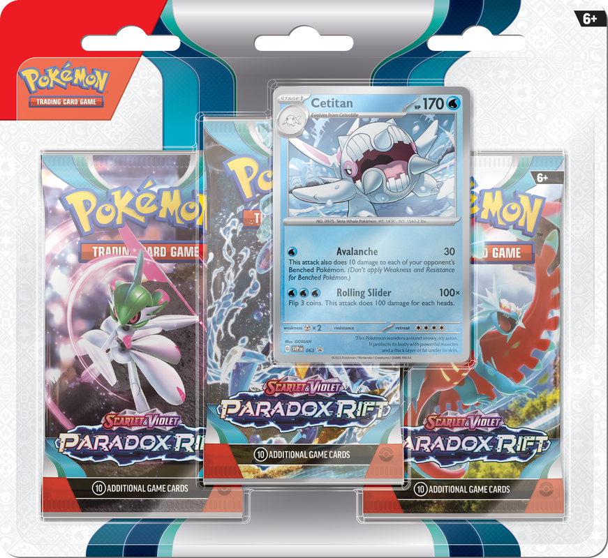 Scarlet & Violet: Set 4 Paradox Rift - 3 Pack Blister - Cetitan