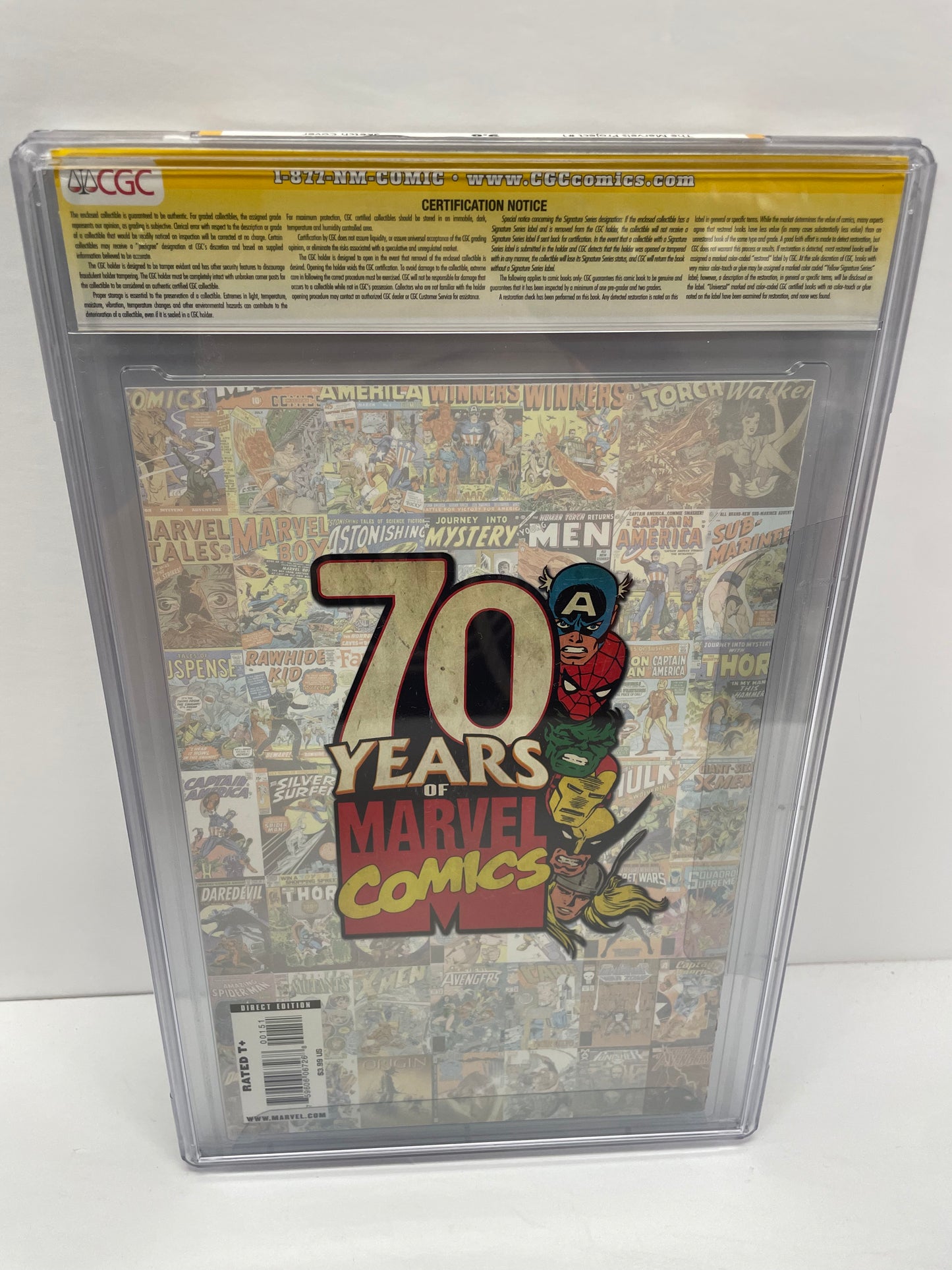 The Marvel Project #1 CGC 9.8 (Sketch Cover) signed and sketch by Greg Kirkpatrick & signed by Bob Layton