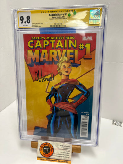 Captain Marvel #1 (White Pages) {CGC 9.8} Signed by Ed Mcguinness