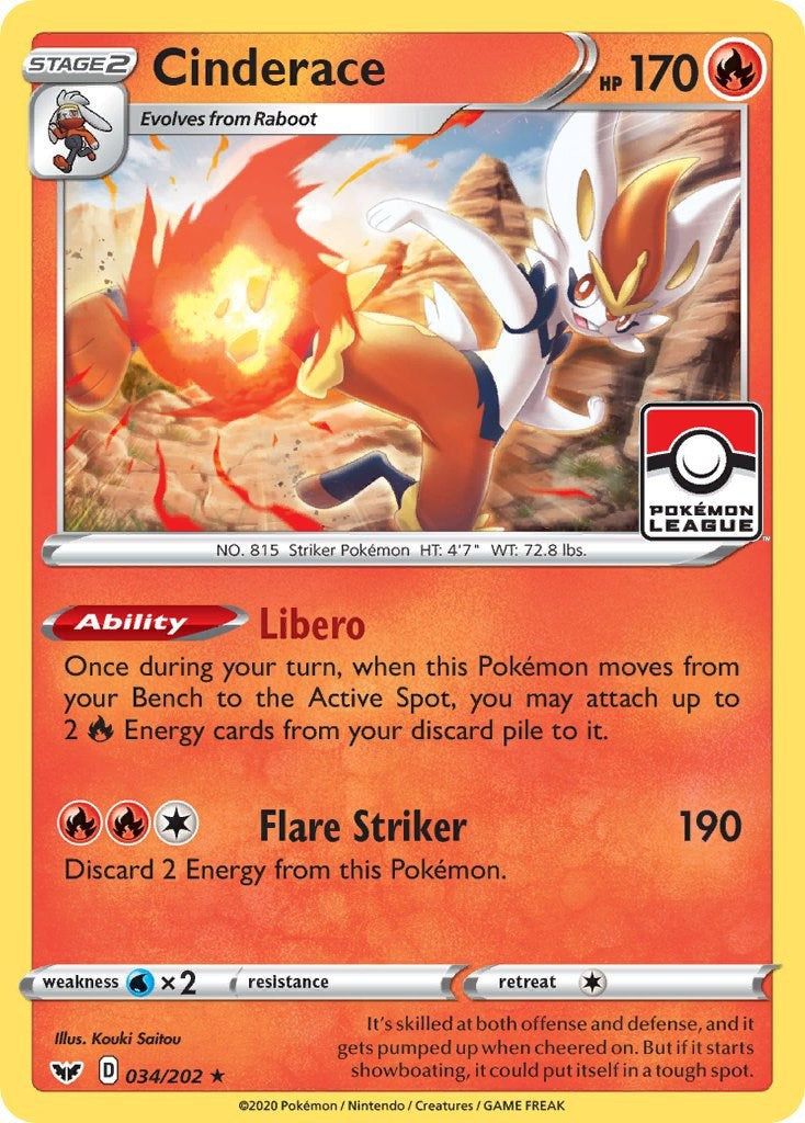 Image for Cinderace - 034/202 (Pokemon League) (034/202) (PR) - Pokemon
