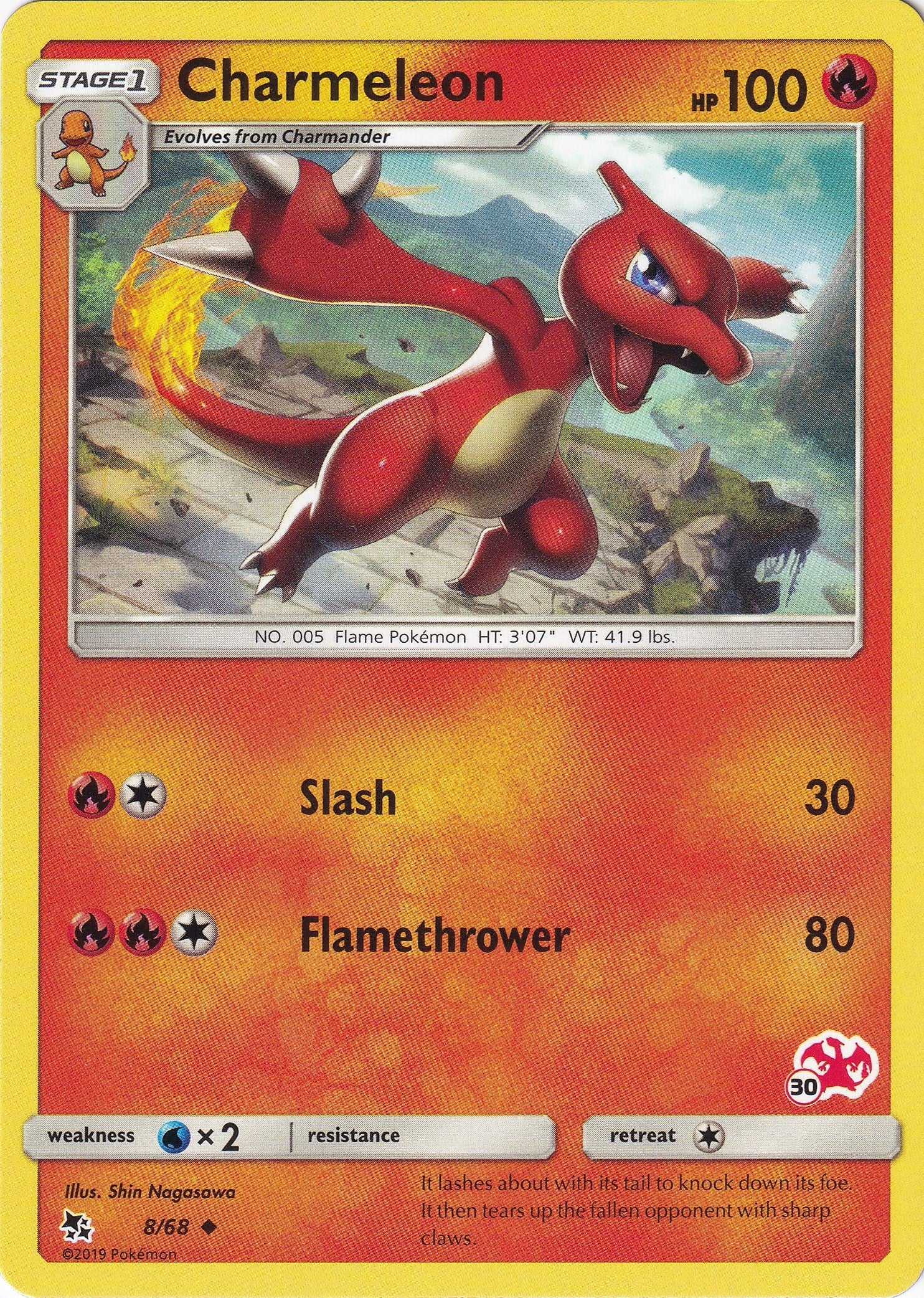 Image for Charmeleon - 8/68 (#30 Charizard Stamped) (008/068) (BTA) - Pokemon