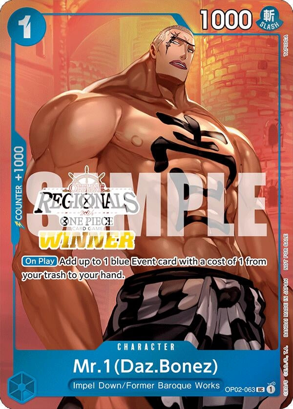Image for Mr.1 (Daz.Bonez) (Offline Regional 2024 Vol. 3) [Winner] (OP02-063) (OP-PR) - One Piece Card Game