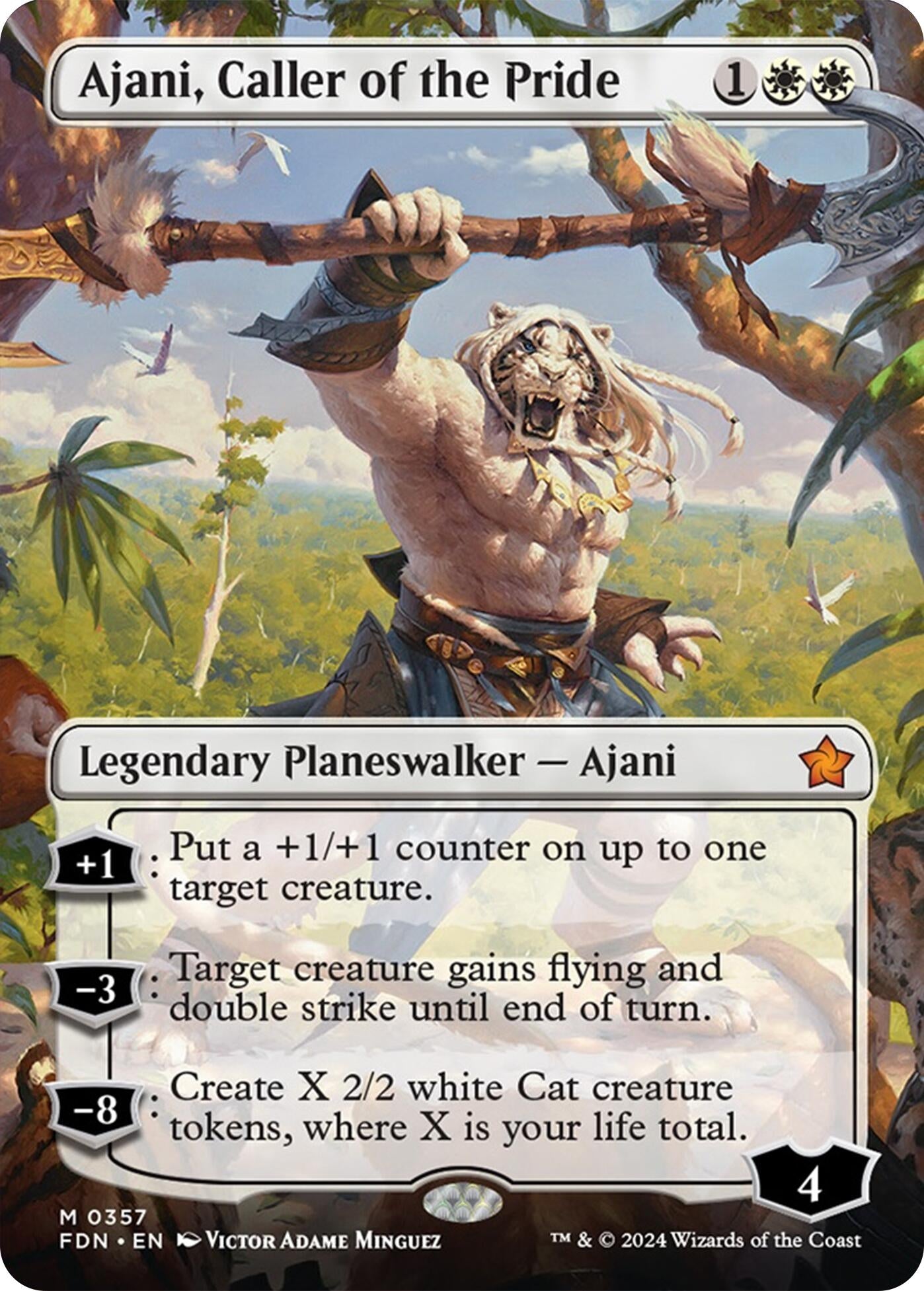 Image for Ajani, Caller of the Pride (Borderless) (357) (FDN) - Magic: The Gathering
