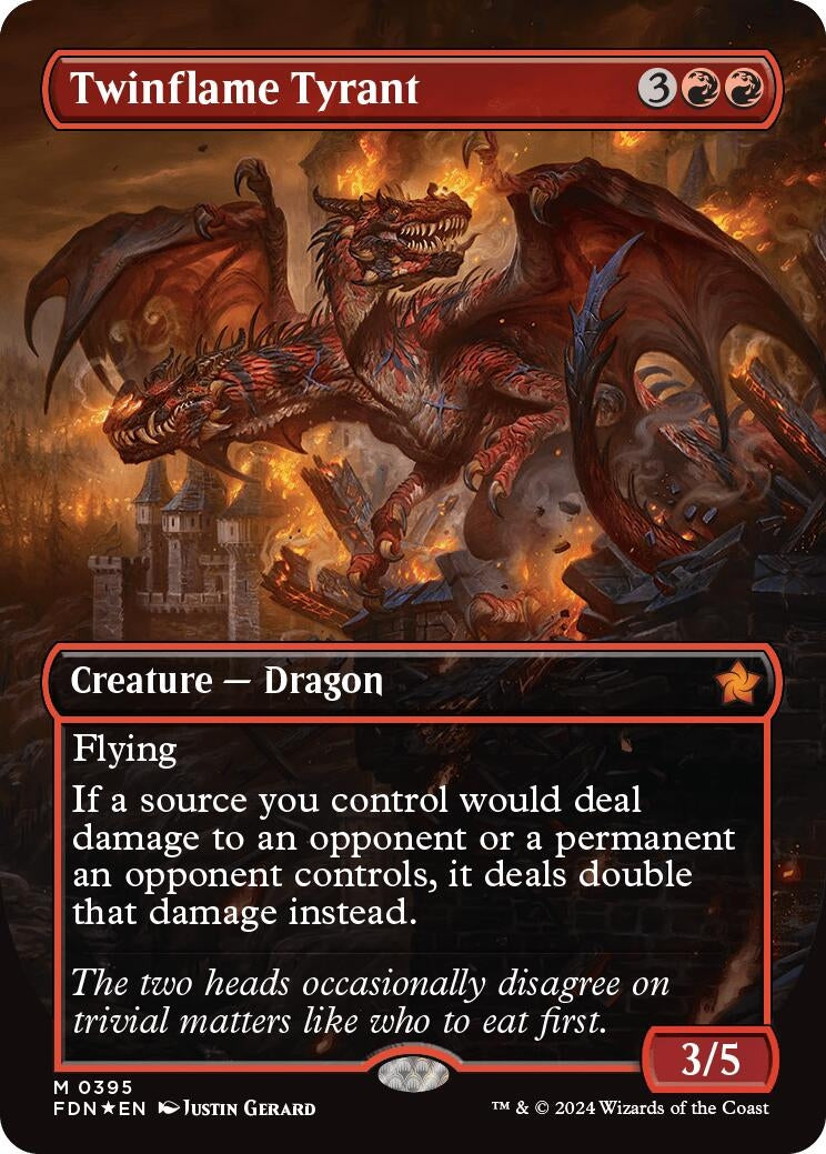 Image for Twinflame Tyrant (Borderless) (Mana Foil) (395) (FDN) - Magic: The Gathering