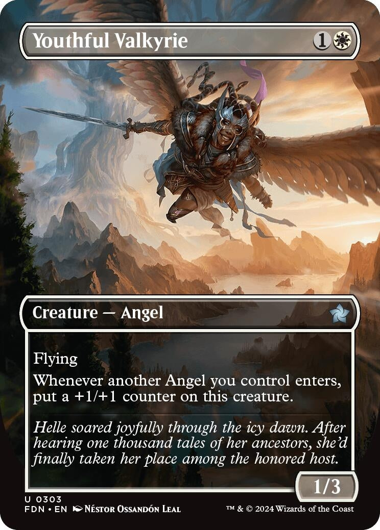 Image for Youthful Valkyrie (Borderless) (303) (FDN) - Magic: The Gathering