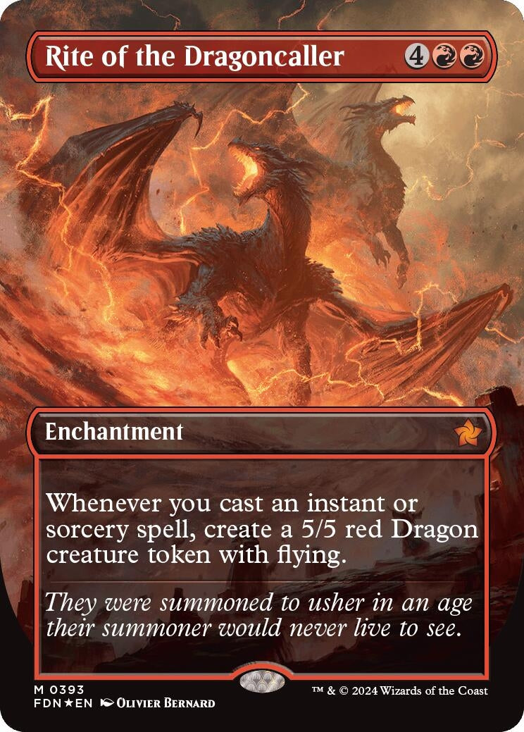 Image for Rite of the Dragoncaller (Borderless) (Mana Foil) (393) (FDN) - Magic: The Gathering