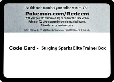 Image for Code Card - Surging Spark Elite Trainer Box (SSP) - Pokemon