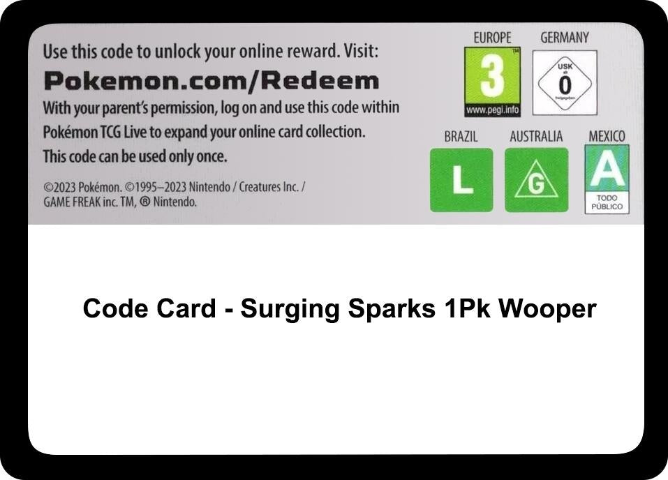 Image for Code Card - Surging Sparks Blister [Wooper] (SSP) - Pokemon