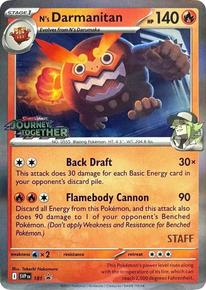 N's Darmanitan - 181 (Prerelease) [Staff] - SV: Scarlet & Violet Promo Cards