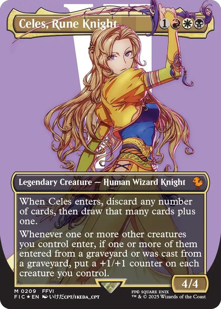 Image for Celes, Rune Knight (Borderless) (Surge Foil) (209) (FIC) - Magic: The Gathering