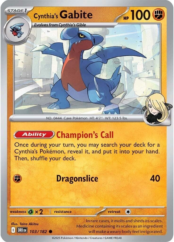 Image for Cynthia's Gabite (103/182) (DRI) - Pokemon