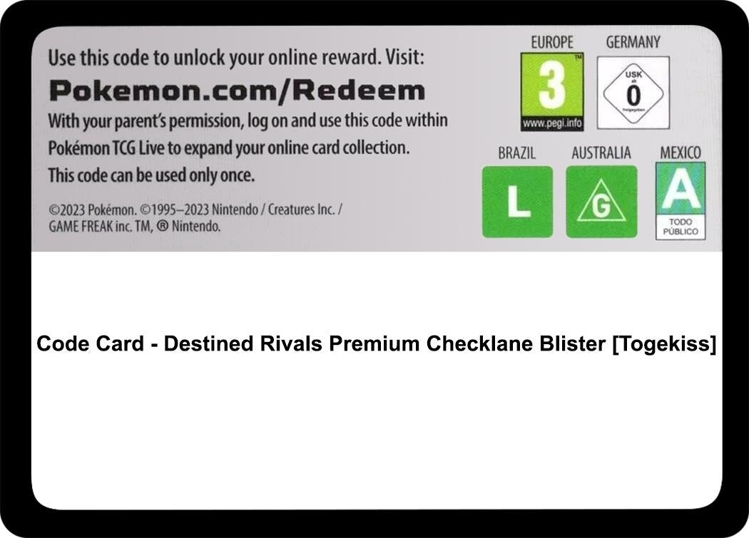 Image for Code Card - Destined Rivals Premium Checklane Blister [Togekiss] (DRI) - Pokemon