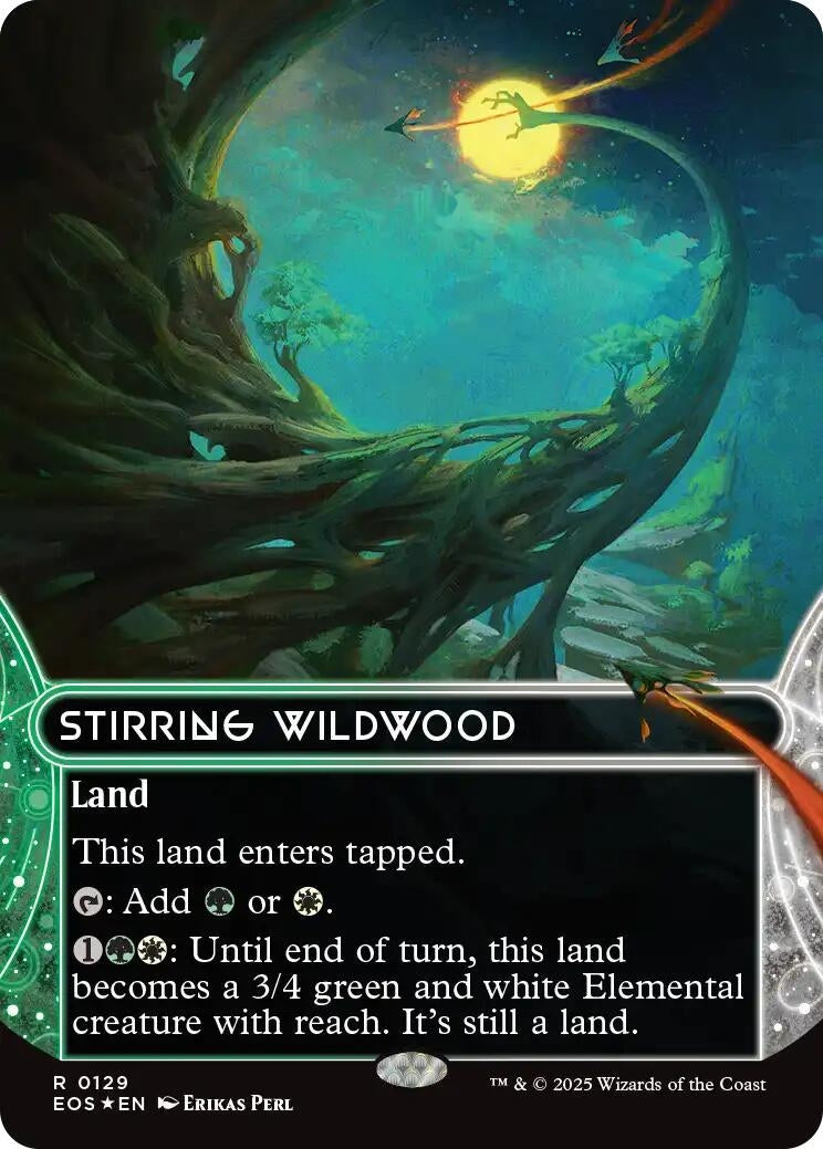 Image for Stirring Wildwood (0129) (Borderless) (Galaxy Foil) (129) (EOS) - Magic: The Gathering