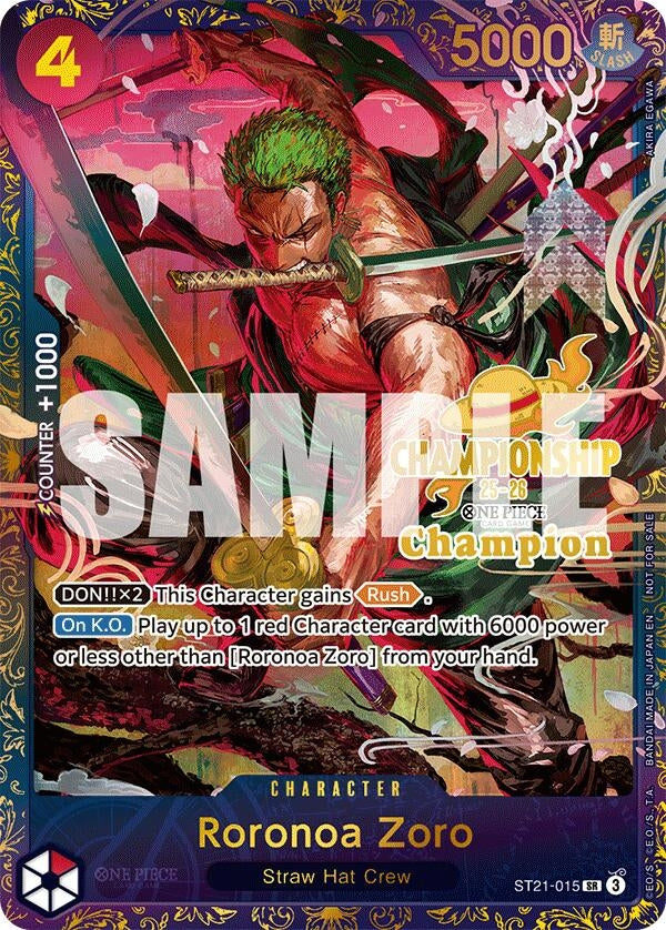 Image for Roronoa Zoro (CS 25-26 1st Place) (ST21-015) (OP-PR) - One Piece Card Game