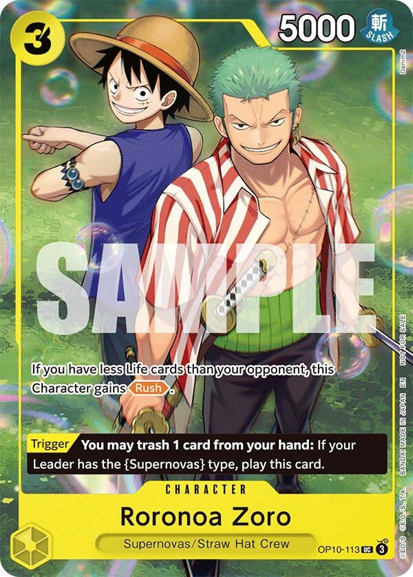 Image for Roronoa Zoro (Learn Together Deck Set - Set Sail Event) (OP10-113) (OP-PR) - One Piece Card Game