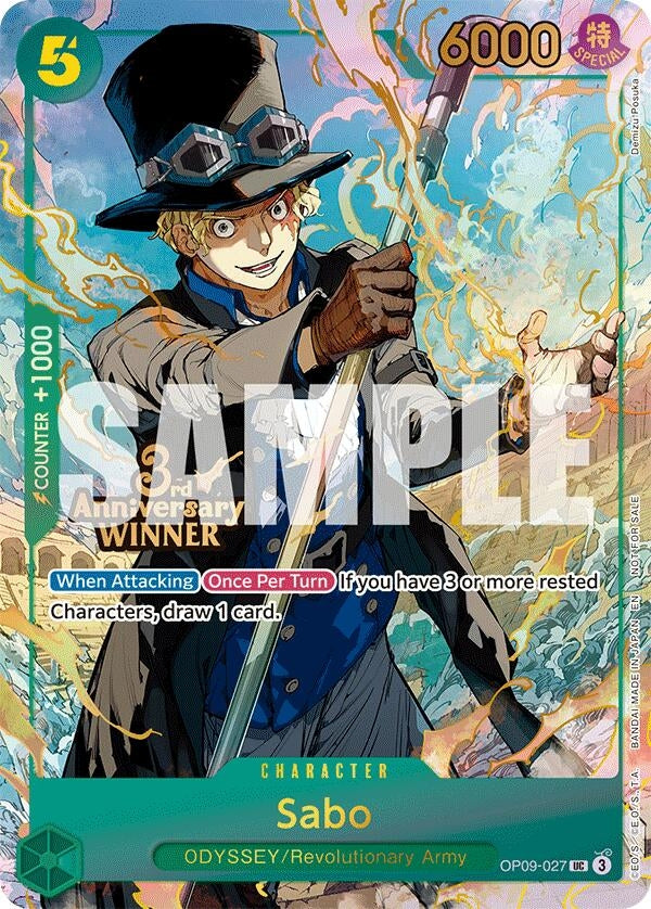 Image for Sabo - OP09-027 (3rd Anniversary Winner) (OP09-027) (OP-PR) - One Piece Card Game