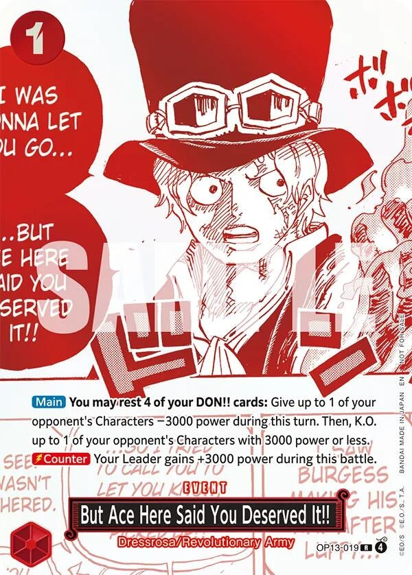 Image for But Ace Here Said You Deserved It!! (3rd Anniversary Treasure Campaign Pack) (OP13-019) (OP-PR) - One Piece Card Game