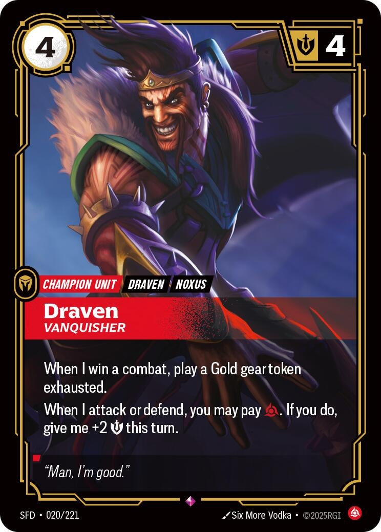 Image for Draven - Vanquisher (020/221) (SFD) - Riftbound: League of Legends Trading Card Game