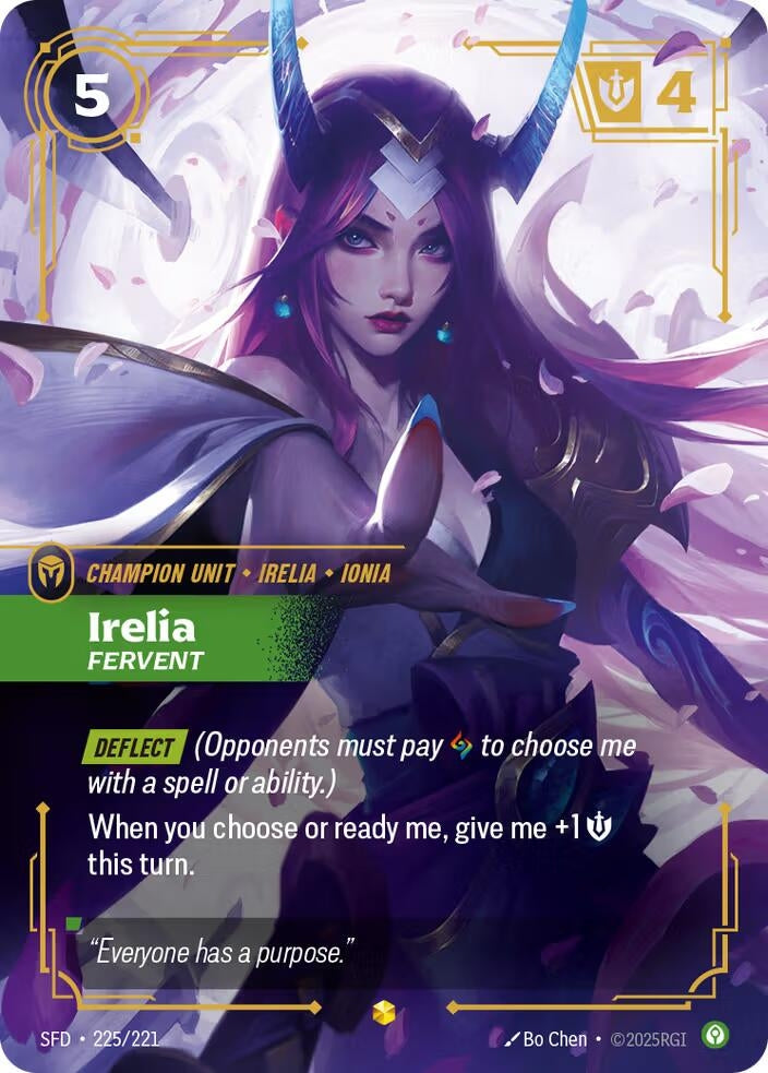 Image for Irelia - Fervent (Overnumbered) (225/221) (SFD) - Riftbound: League of Legends Trading Card Game