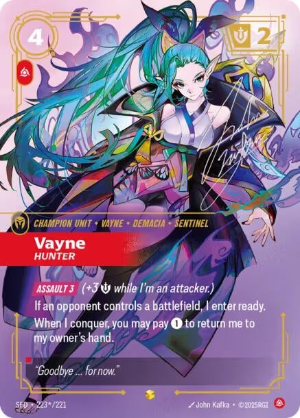 Image for Vayne - Hunter (Signature) (223*/221) (SFD) - Riftbound: League of Legends Trading Card Game