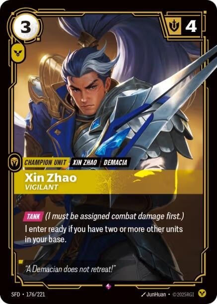 Image for Xin Zhao - Vigilant (176/221) (SFD) - Riftbound: League of Legends Trading Card Game