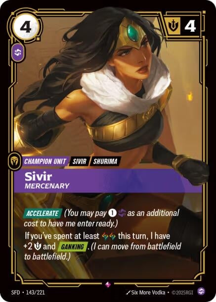 Image for Sivir - Mercenary (143/221) (SFD) - Riftbound: League of Legends Trading Card Game