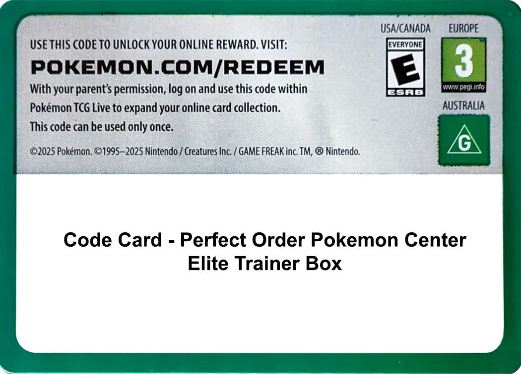 Image for Code Card - Perfect Order Pokemon Center Elite Trainer Box (ME03) - Pokemon