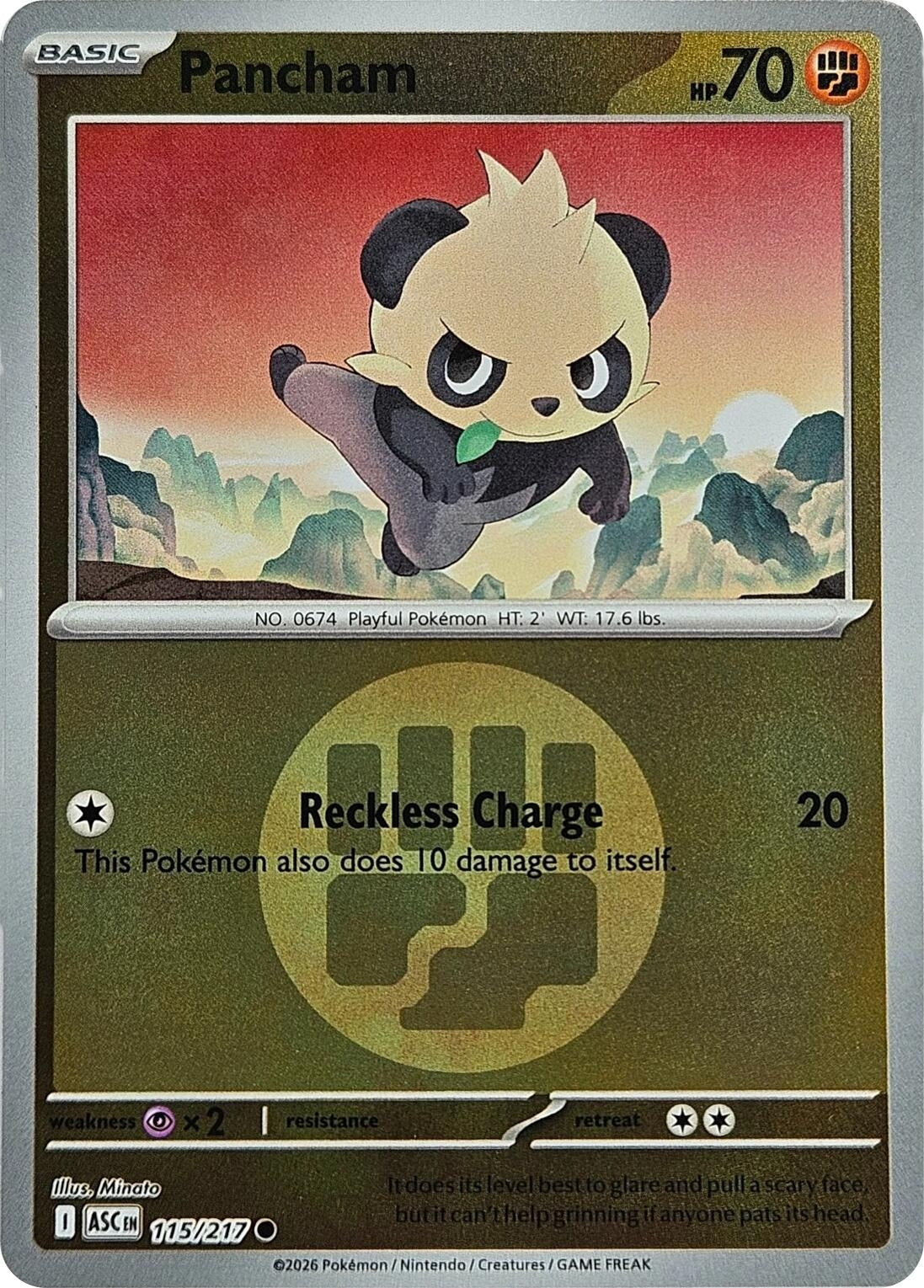 Image for Pancham (Energy Symbol Pattern) (115/217) (ASC) - Pokemon
