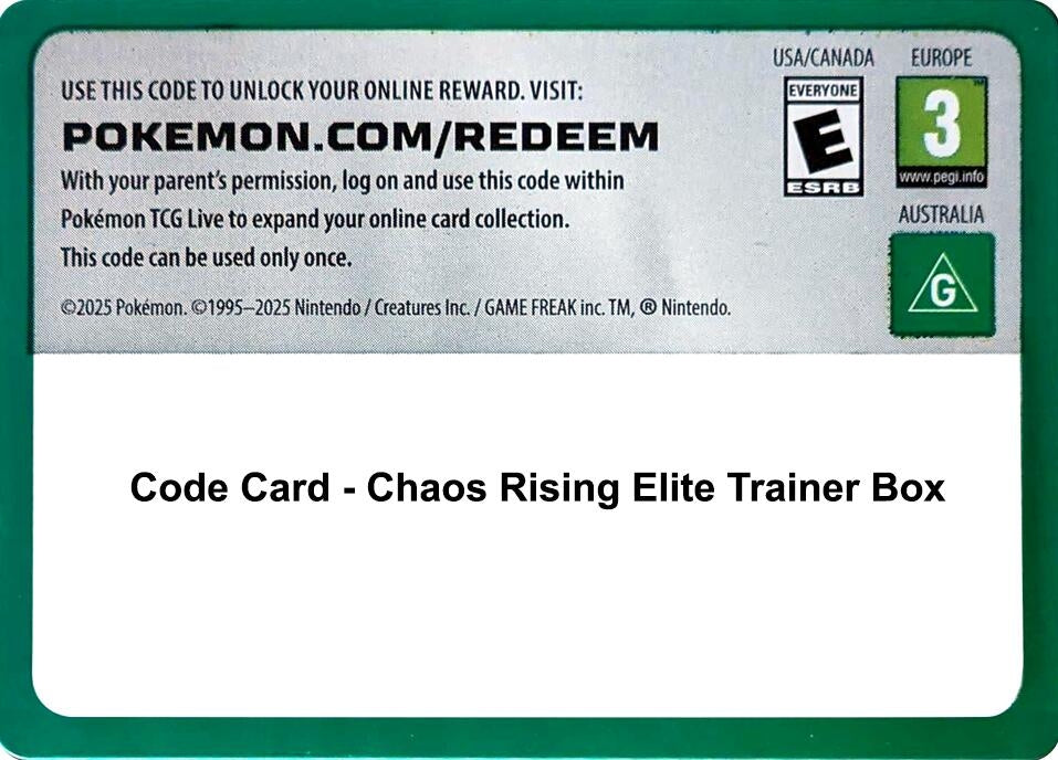 Image for Code Card - Chaos Rising Elite Trainer Box (CRI) - Pokemon