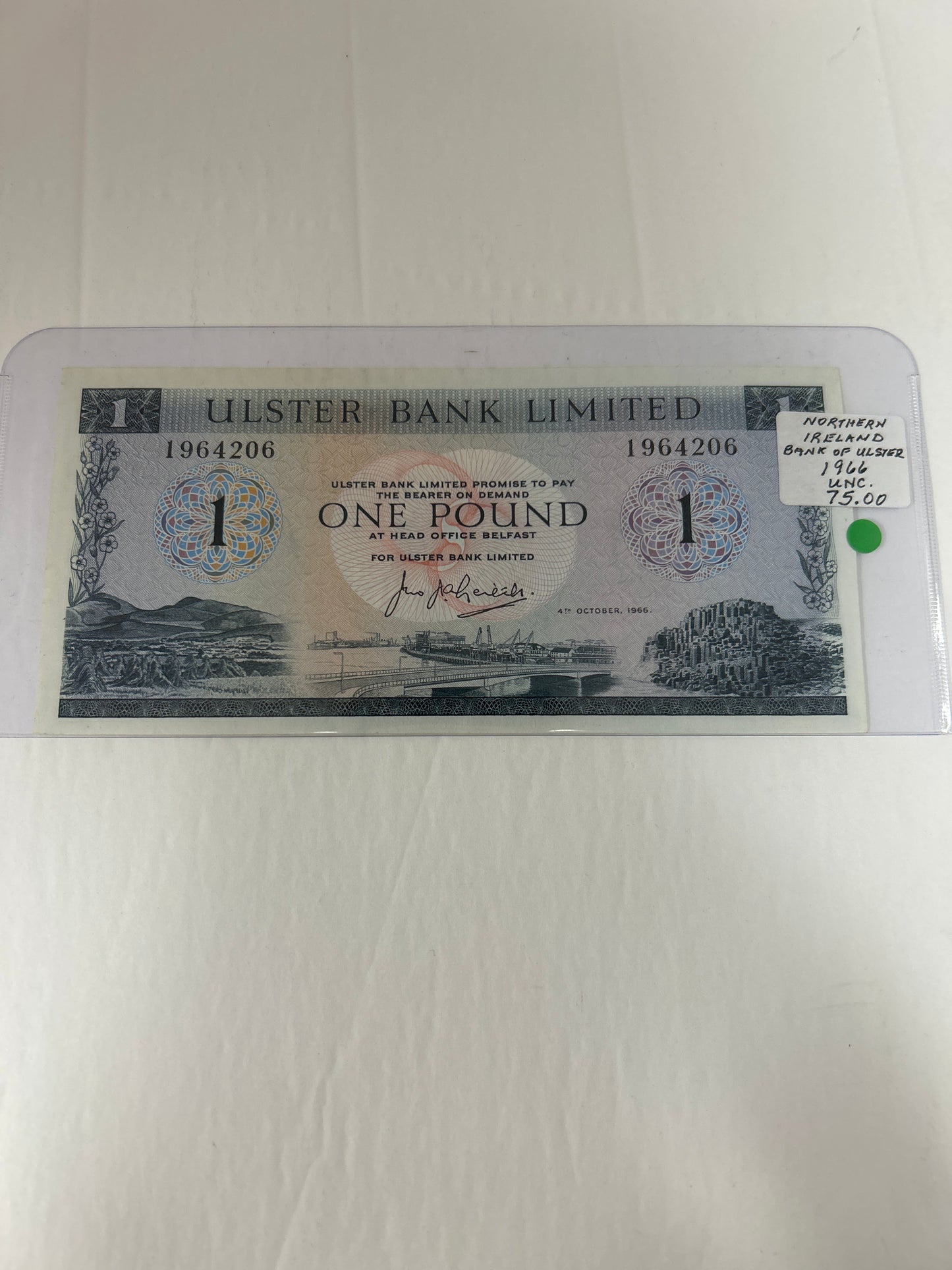 Northern Ireland - Bank of Ulster {1966} UNC