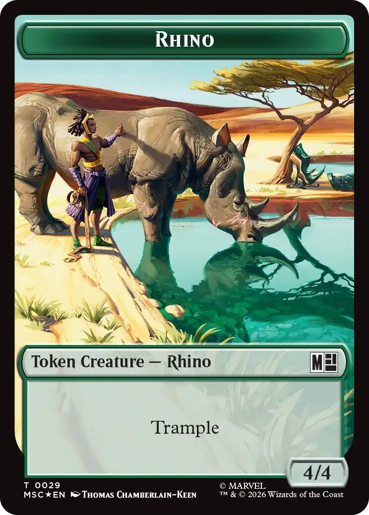 Image for Rhino (029) // Beast (027) Double-Sided Token (Surge Foil) (29 // 27) (MSC) - Magic: The Gathering