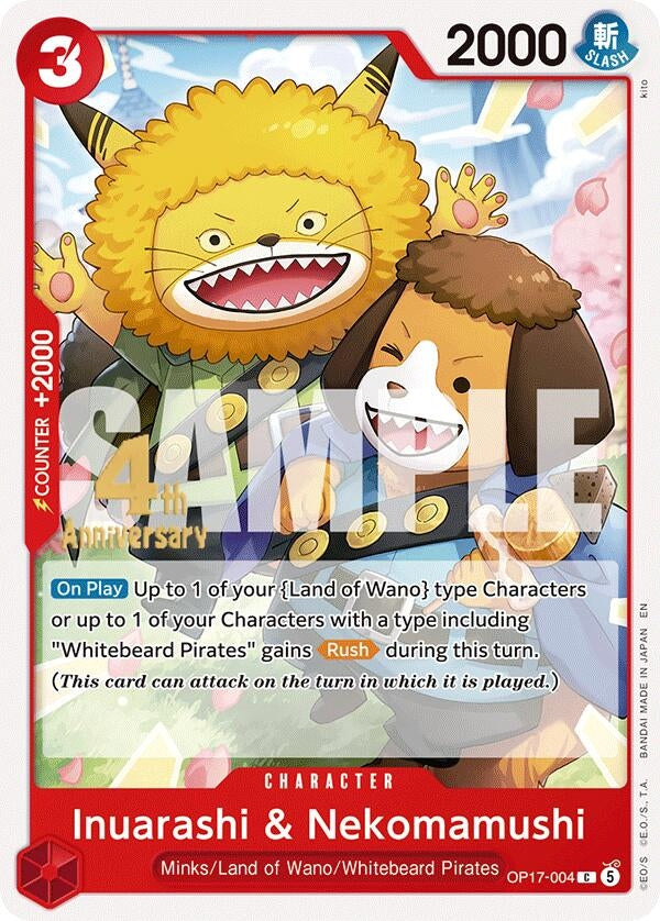 Image for Inuarashi & Nekomamushi (OP17-004) (OP17 RE) - One Piece Card Game
