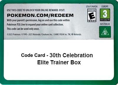 Image for Code Card - 30th Celebration Elite Trainer Box (30C) - Pokemon