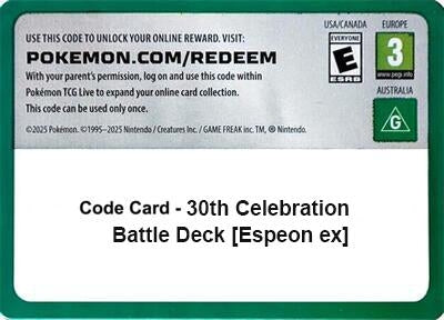 Image for Code Card - 30th Celebration Battle Deck [Espeon ex] (30C) - Pokemon