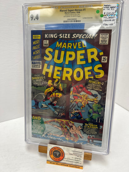 Marvel Super-Heros #1 (White Pages) {CGC 9.4} Signed by Stan Lee