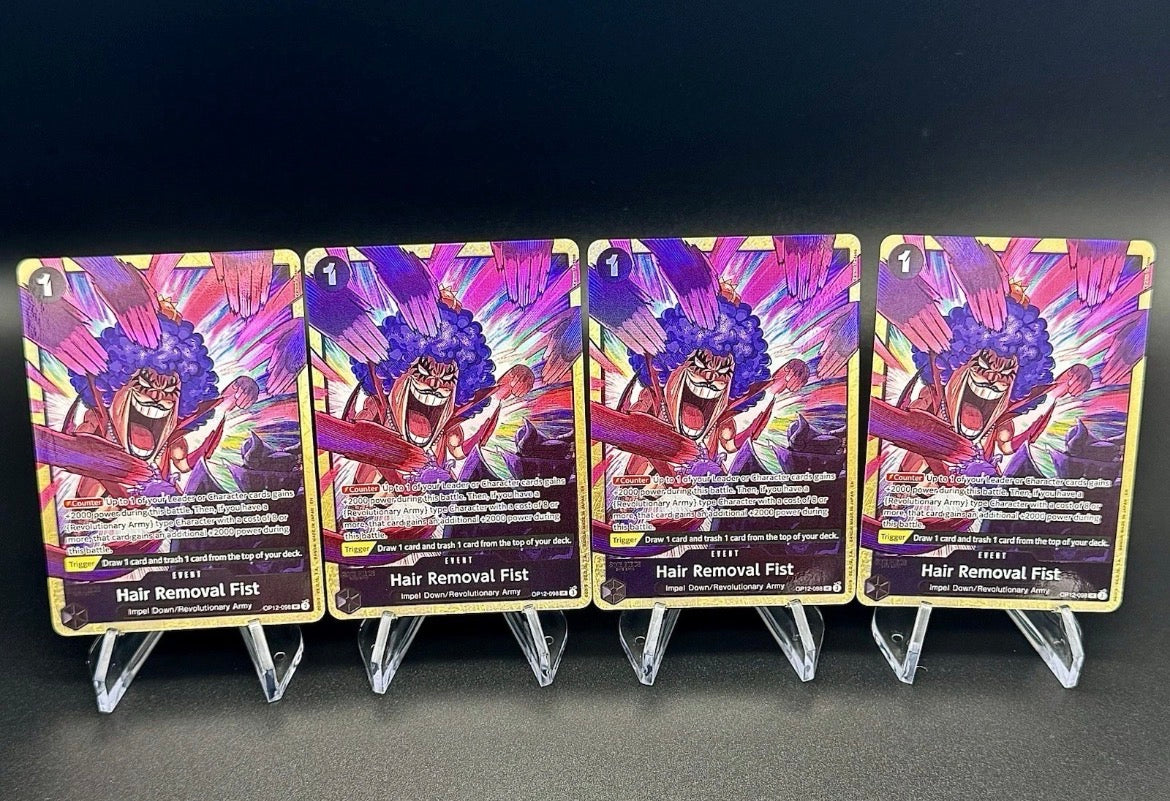 One Piece TCG Hair Removal Fist OP12-098 Premium Collection Alt Art Playset NM