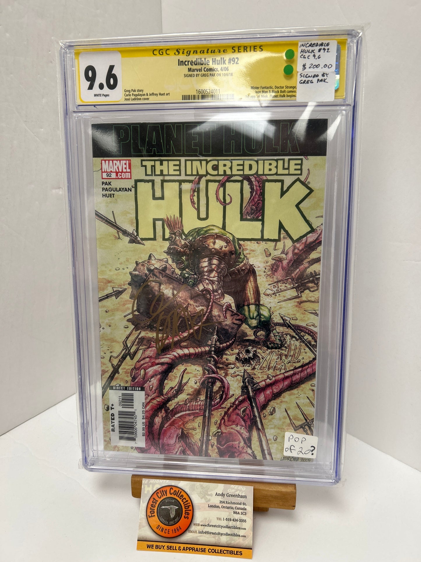 Incredible Hulk #92(White Pages) {CGC 9.6}Signed By Greg Pak