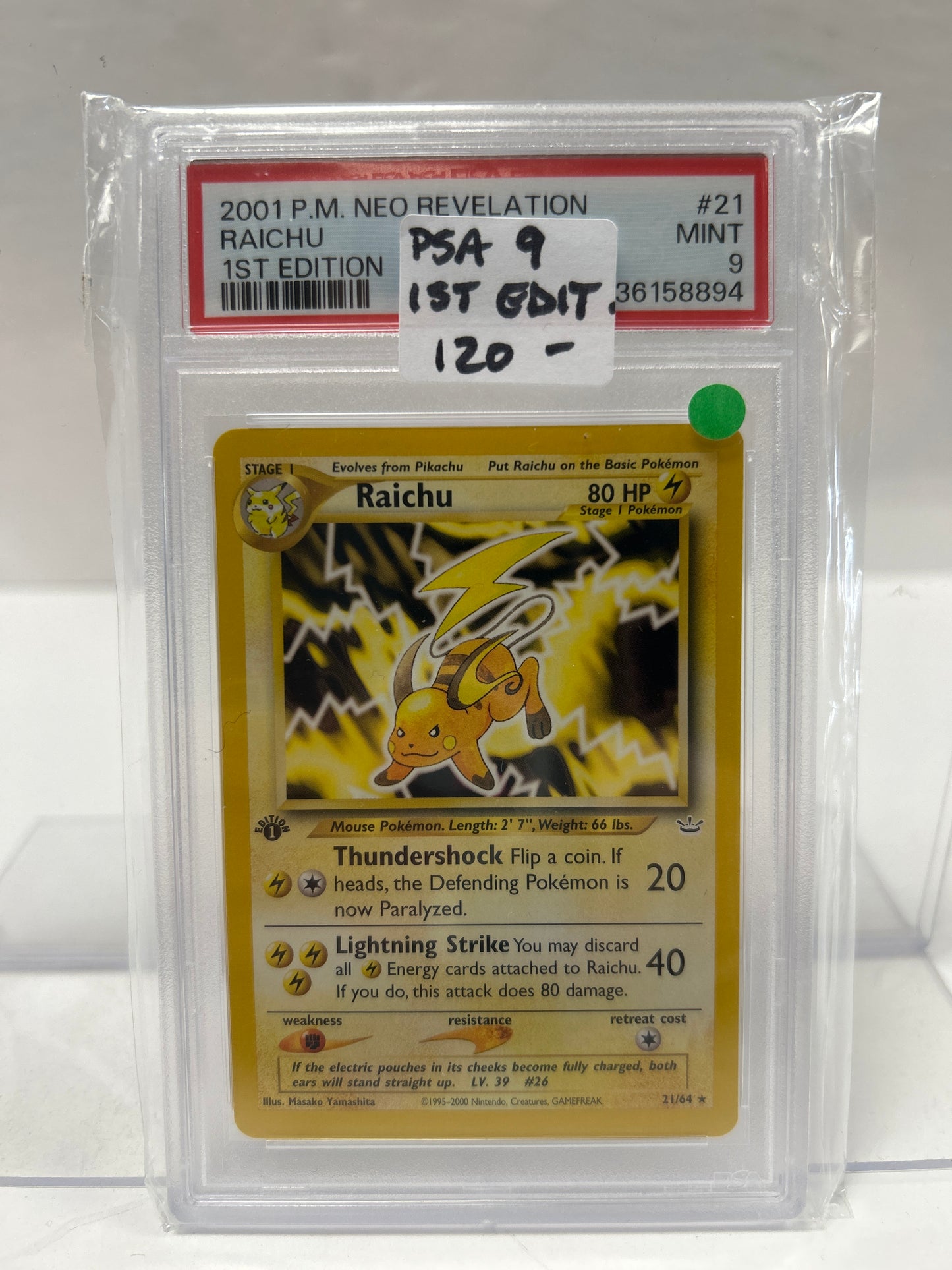 Raichu 2001 21/64 - PSA (9) 1st Ed