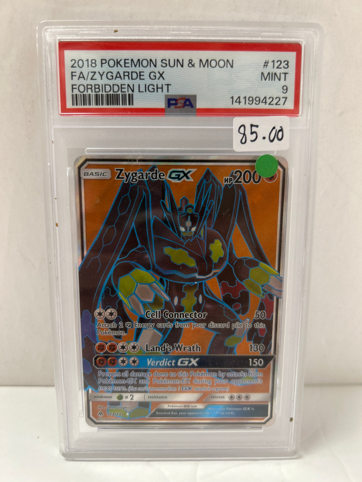 FA/Zygrade GX 2018 Pokemon Sun & Moon (123/131) - PSA (9)