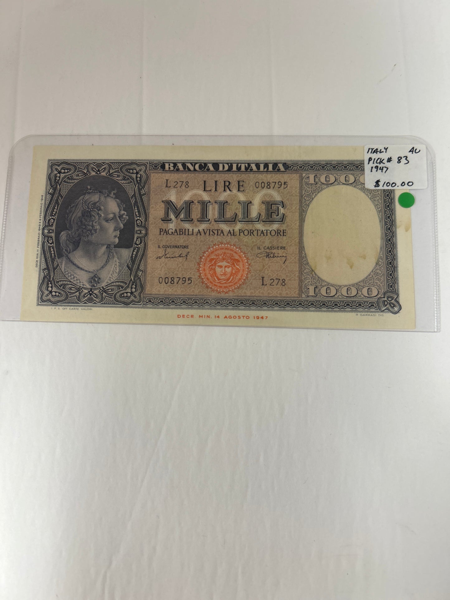 Italy {1947} Pick #83 AU