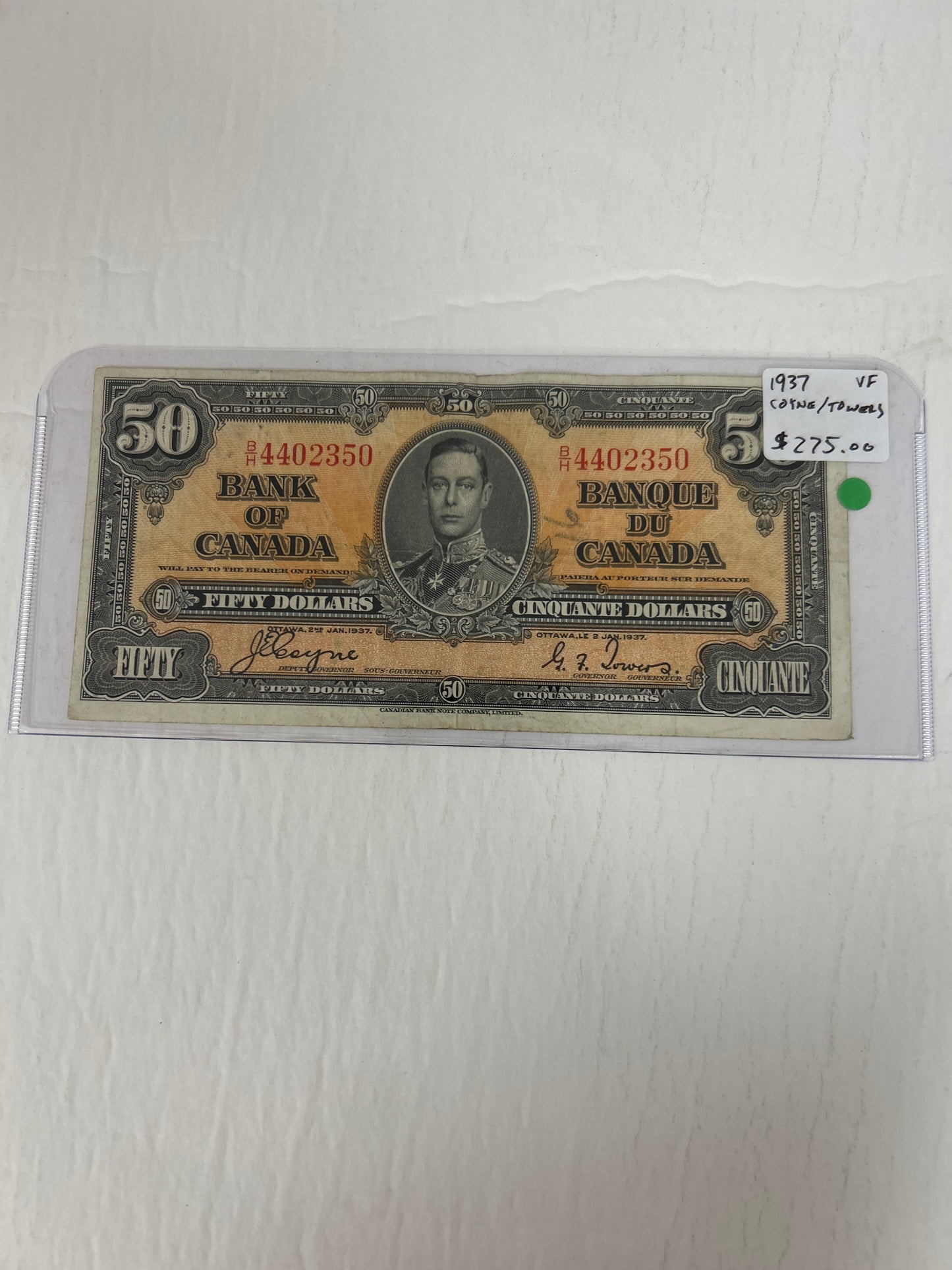 Bank Of Canada {1937} Coyne/Towers VF