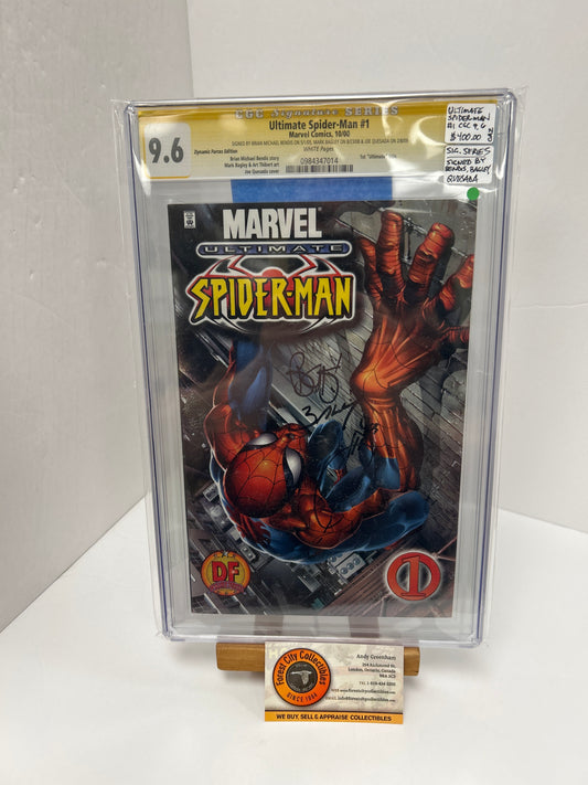 Ultimate Spider-Man #1 (White Pages) {CGC 9.6} Signature Bendis, Bailey